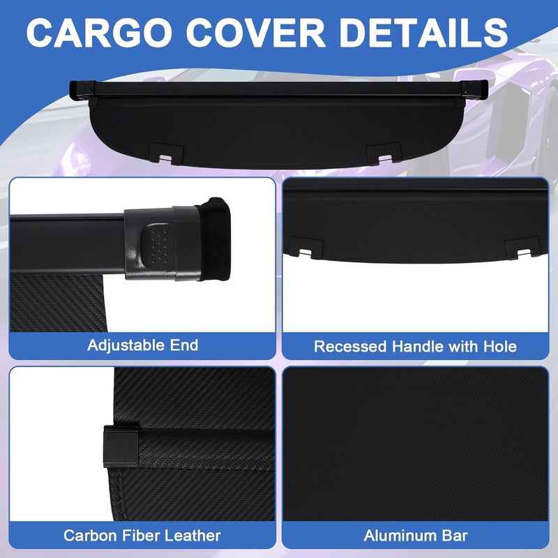 NTLTPYY Cargo Cover for Mazda CX-5 l4 2.0L 2.2L 2.5L 2017-2025 - Waterproof Tear Accessories -Resistant Carbon Fibe Trunk Cover, Car Retractable Cargo Cover, Anti-Peeping Luggage Privacy Shield - Image 5